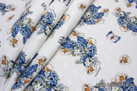 Жаккард (н) цветы и бабочки на белом в стиле Monnalisa - итальянские ткани Тессутидея арт. 03-6205