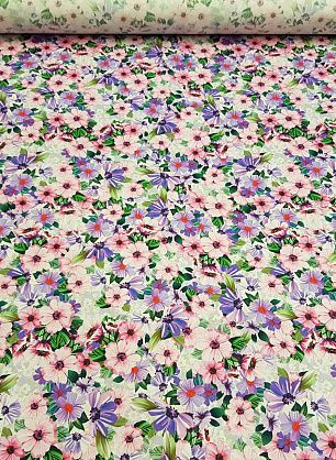 Плательная (н) розово-сиреневый цветочный орнамент - в интернет-магазине тканей Тессутидея арт. 01-3961