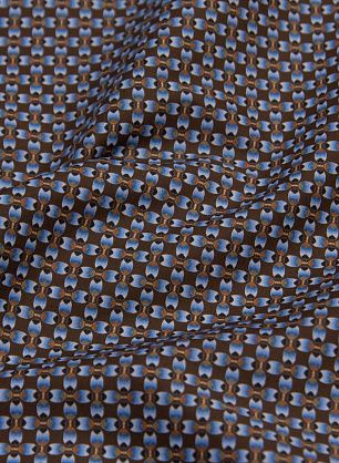 Сорочечная (н) бежево-голубой рисунок на коричневом  - в интернет-магазине тканей Тессутидея арт. 01-6168