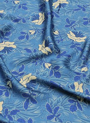 Плательная вискоза (н) сине-бело-голубой растительный рисунок - в интернет-магазине тканей Тессутидея арт. 04-1615