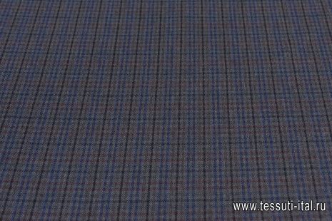 Костюмная (н) черно-красно-голубая клетка на сером - итальянские ткани Тессутидея арт. 05-4222