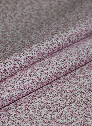 Сорочечная стрейч (н) розовый цветочный орнамент на белом ш-150см - в интернет-магазине тканей Тессутидея арт. 01-3337