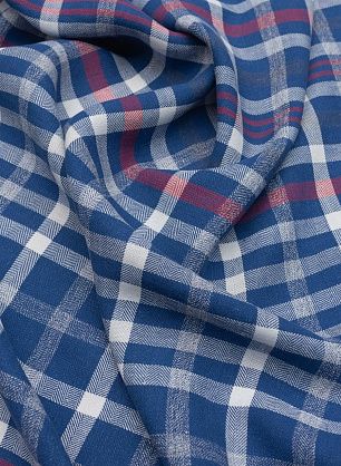 Лен костюмный (н) сине-бело-красная клетка - в интернет-магазине тканей Тессутидея арт. 16-0783