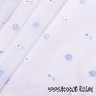 Плательная (н) бело-голубая вышивка на белом - итальянские ткани Тессутидея арт. 03-6004