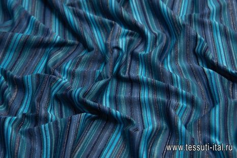 Трикотаж хлопок (н) сине-бирюзовый в стиле Missoni - итальянские ткани Тессутидея арт. 12-0959