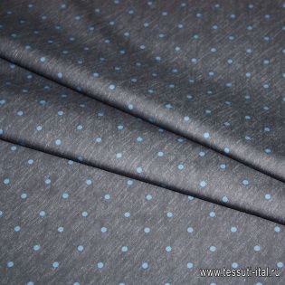 Сорочечная (н) синий горох на темно-синем меланже - итальянские ткани Тессутидея арт. 01-2967