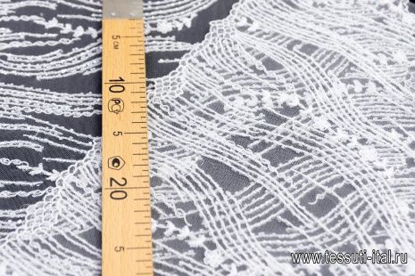 Кружевное полотно  расшитое бисером и пайетками (о) белое - итальянские ткани Тессутидея арт. 03-6672