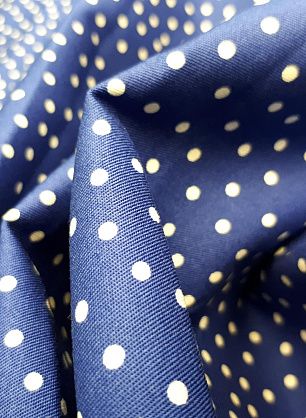 Хлопок стрейч (н) белый горох на синем - в интернет-магазине тканей Тессутидея арт. 01-4789