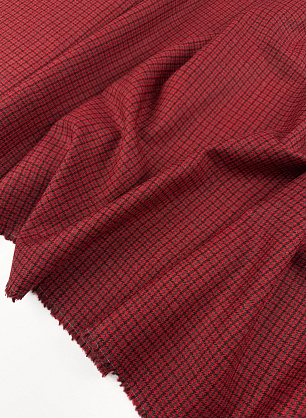 Костюмная шерсть (н) серо-черная гусиная лапка на красном - в интернет-магазине тканей Тессутидея арт. 05-5350