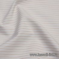 Сорочечная (н) бело-коричнево-зеленая полоска - итальянские ткани Тессутидея арт. 01-6037