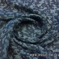 Лен (н) сине-голубой орнамент - итальянские ткани Тессутидея арт. 16-0400