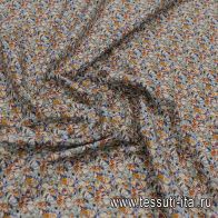 Сорочечная (н) бело-сине-бордовый цветочный рисунок - итальянские ткани Тессутидея арт. 01-7206