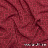Крепдешин (н) красно-бордовый принт - итальянские ткани Тессутидея арт. 10-2917