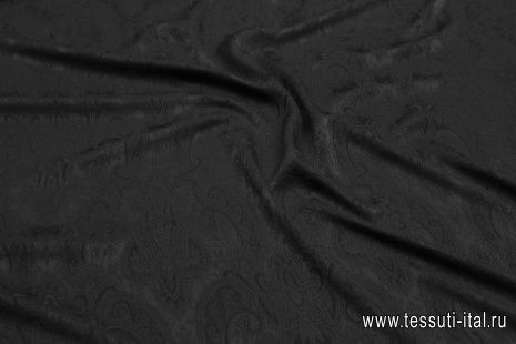 Шелк жаккард (н) черный рисунок на черном - итальянские ткани Тессутидея арт. 10-3622