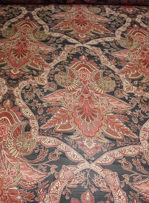 Органза (н) красно-розовый орнамент на синем Valentino - в интернет-магазине тканей Тессутидея арт. 02-5693