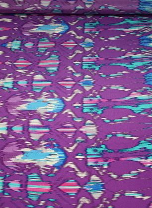 Крепдешин стрейч (н) сиренево-бирюзовый орнамент Maria Grazia Severi - в интернет-магазине тканей Тессутидея арт. 02-5968