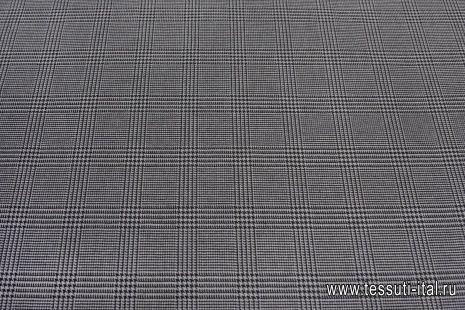 Костюмная (н) черно-серая стилизованная клетка Kiton - итальянские ткани Тессутидея арт. 05-4081