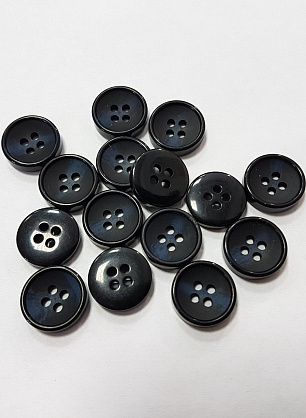 Пуговица пластик 4 прокола d-14мм темно-синяя - итальянские ткани Тессутидея F-4912