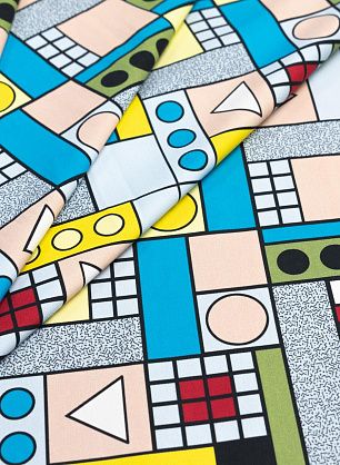 Хлопок стрейч (н) яркая геометрическая абстракция - в интернет-магазине тканей Тессутидея арт. 01-5735