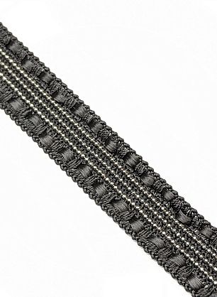 Тесьма черная с цепочкой ш-2см - итальянские ткани Тессутидея F-6179
