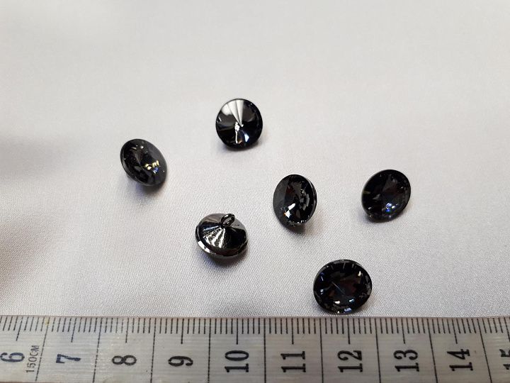 Пуговица металл никель на ножке со серым стразом Swarovski d-10мм  - итальянские ткани Тессутидея арт. F-3900