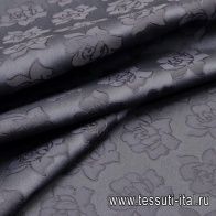 Тафта (о) черный цветочный орнамент на черном - итальянские ткани Тессутидея арт. 03-5564