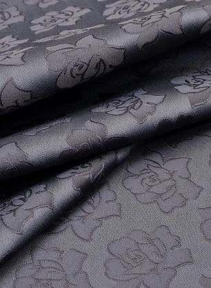 Тафта (о) черный цветочный орнамент на черном - в интернет-магазине тканей Тессутидея арт. 03-5564