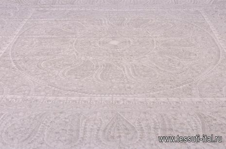 Хлопок сатин купон (1,55м) (н) светло-серый орнамент на белом - итальянские ткани Тессутидея арт. 01-4978