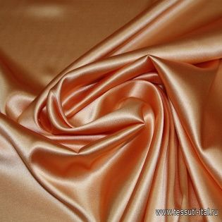 Шелк атлас стрейч (о) светло-оранжевый - итальянские ткани Тессутидея арт. 02-3748