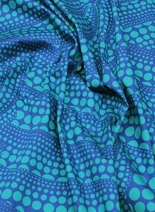 Плательная хлопок с полиамидом (н) синий стизизованный горох на бирюзовом - в интернет-магазине тканей Тессутидея арт. 01-7263