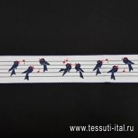 Тесьма декоративная птицы и ноты ш-4см - итальянские ткани Тессутидея арт. F-3197