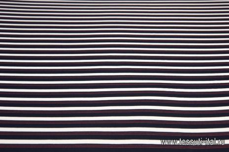 Трикотаж хлопок (н) сине-бело-красная полоска - итальянские ткани Тессутидея арт. 12-0970