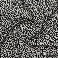 Хлопок стрейч 280 г/м (н) белый рисунок на черном - итальянские ткани Тессутидея арт. 01-7652