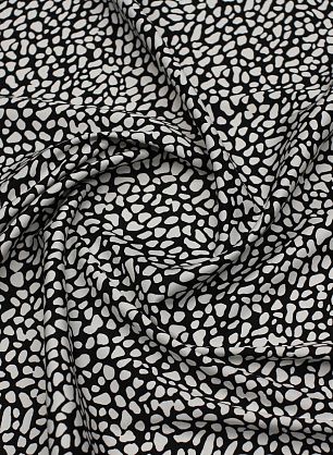 Хлопок стрейч 280 г/м (н) белый рисунок на черном - в интернет-магазине тканей Тессутидея арт. 01-7652