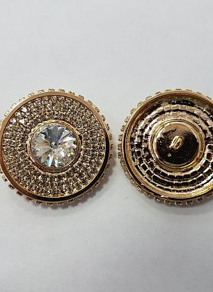 Пуговица на ножке d-36 золотая со стразами Swarovski  - в интернет-магазине тканей Тессутидея арт. F-2160