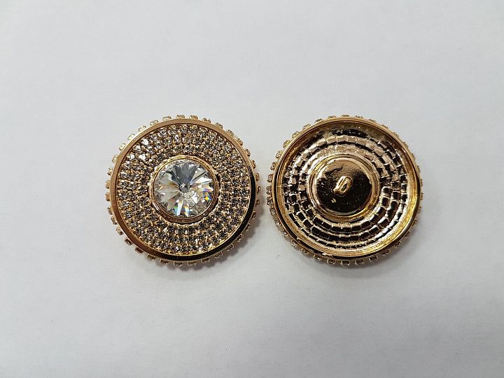 Пуговица на ножке d-36 золотая со стразами Swarovski  - итальянские ткани Тессутидея арт. F-2160