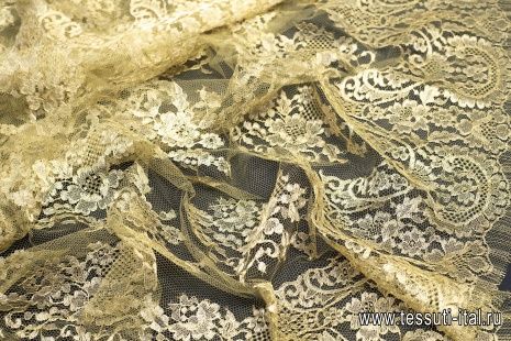 Кружевное полотно с люрексом (н) горчично-золотое - итальянские ткани Тессутидея арт. 03-6115