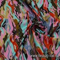 Плащевая с водоотталкивающим покрытием (о) розово-оранжево-бирюзовый рисунок - итальянские ткани Тессутидея арт. 11-0476