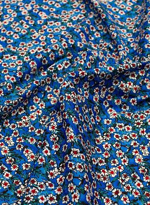 Хлопок 90 г/м (н) мелкий цветочный рисунок на ярко-голубом - в интернет-магазине тканей Тессутидея арт. 01-7317