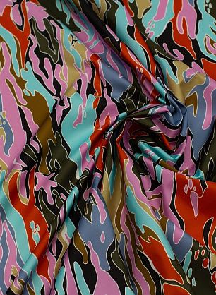 Плащевая с водоотталкивающим покрытием (о) розово-оранжево-бирюзовый рисунок - в интернет-магазине тканей Тессутидея арт. 11-0476