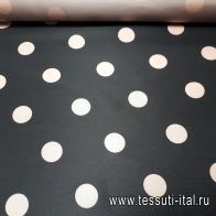 Тафта (н) розовый горох на черном - итальянские ткани Тессутидея арт. 03-4233