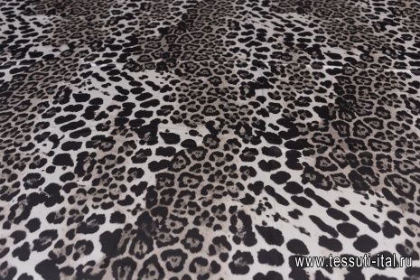 Шелк атлас стрейч (н) черно-серый звериный принт - итальянские ткани Тессутидея арт. 10-2413