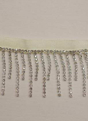 Тесьма бахрома из страз на репсовой ленте - в интернет-магазине тканей Тессутидея арт. F-6204