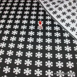 Жаккард double (н) черно-белый снежинки - итальянские ткани Тессутидея арт. 03-1407