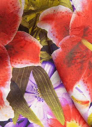 Шелк дама (н) крупный цветочный орнамент - в интернет-магазине тканей Тессутидея арт. 02-7531