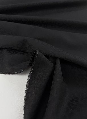 Плательная шерсть+полиамид (о) черная с жаккардовым рисунком - в интернет-магазине тканей Тессутидея арт. 17-1067