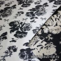 Тафта double (н) бежево-черный орнамент ш-150см Armani - итальянские ткани Тессутидея арт. 03-3282