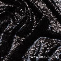 Сетка плательная расшитая пайетками (о) черная - итальянские ткани Тессутидея арт. 03-6722