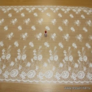 Кружевное полотно (о) белое Solstiss ш-95см - итальянские ткани Тессутидея арт. 03-1997
