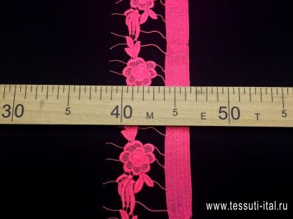 Кружево (о) розовое, оранжевое ш-7см - итальянские ткани Тессутидея арт. 03-4627